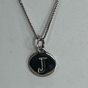 Silver 925 J initial‎ charm Necklace